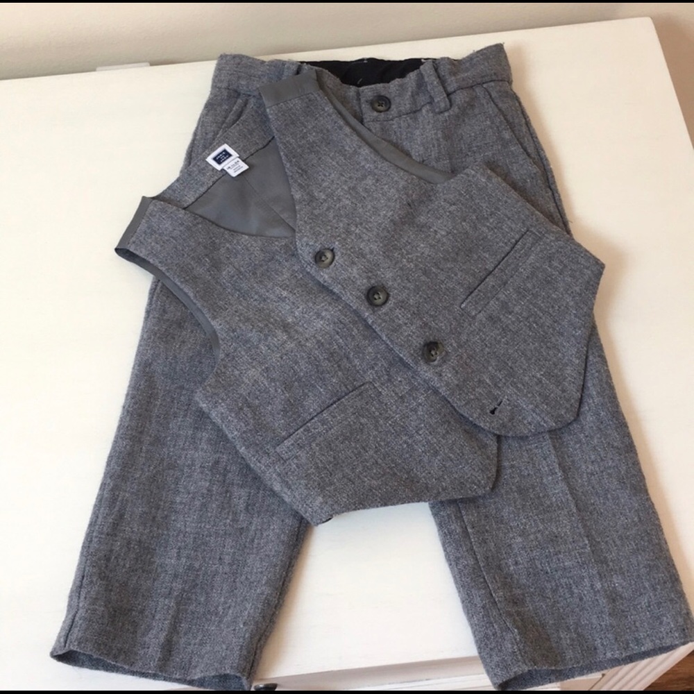 Janie & Jack charcoal vest suit and trousers